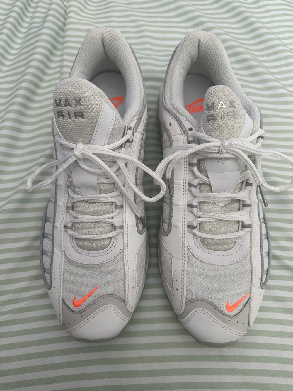 Nike Men's White & Gray Air Max Sneakers with Orange Swoosh